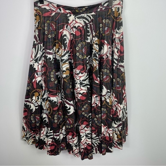 TOPSHOP Skirt Sz 6 Ramble Pleated Faux Leather Floral Midi - Picture 4 of 11